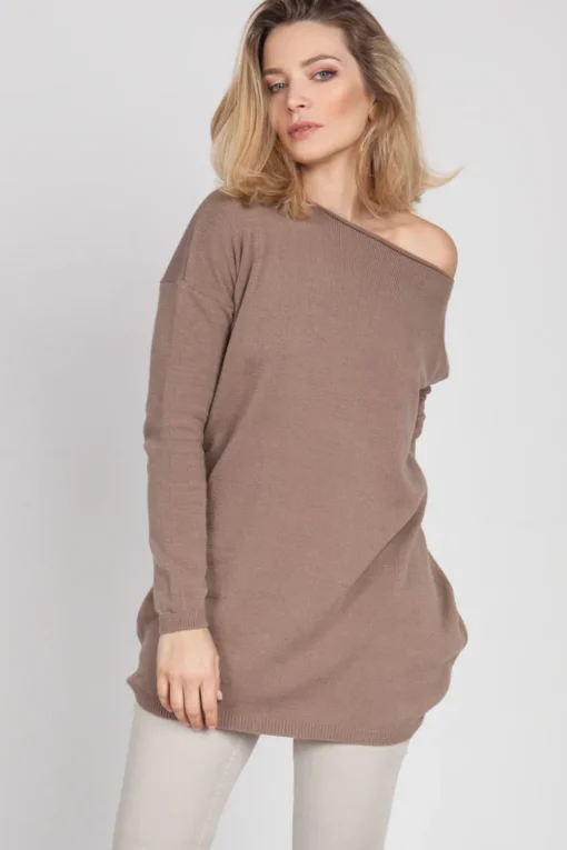 Szeroka bluza dzianinowa - mocca