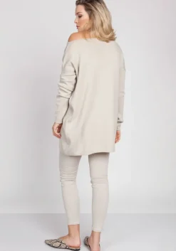 Szeroka bluza dzianinowa - beżowa
