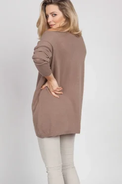 Szeroka bluza dzianinowa - mocca