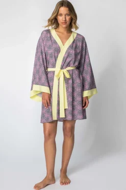 Szlafrok o kroju kimono z nadrukiem - model 2
