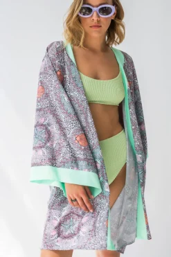 Szlafrok o kroju kimono z nadrukiem - model 3
