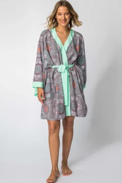 Szlafrok o kroju kimono z nadrukiem - model 3