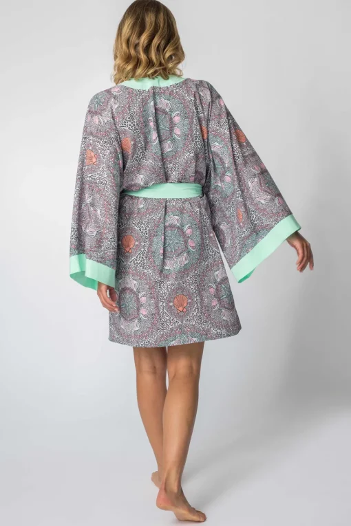Szlafrok o kroju kimono z nadrukiem - model 3