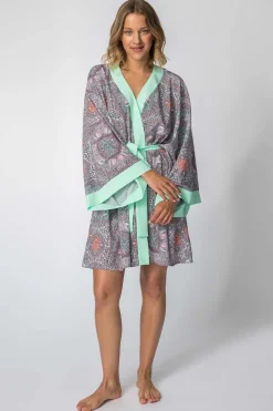 Szlafrok o kroju kimono z nadrukiem - model 3