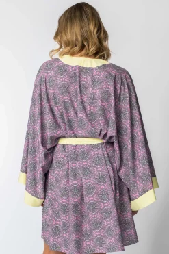 Szlafrok o kroju kimono z nadrukiem - model 2