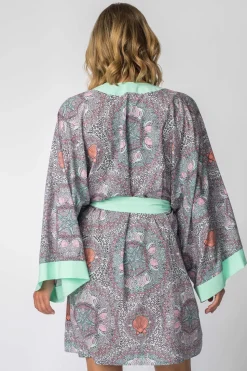 Szlafrok o kroju kimono z nadrukiem - model 3