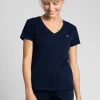 T-shirt do spania z dekoltem w serek - granatowy