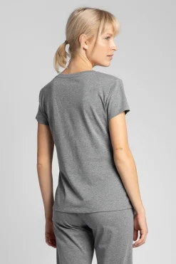 T-shirt do spania z dekoltem w serek - szara