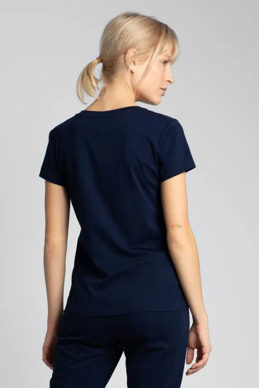 T-shirt do spania z dekoltem w serek - granatowy