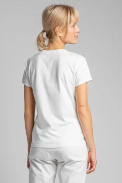 T-shirt do spania z dekoltem w serek - ecru