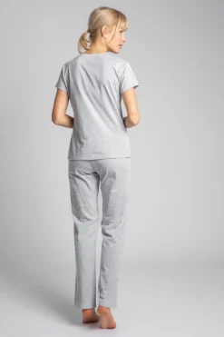 T-shirt do spania z dekoltem w serek - popielaty