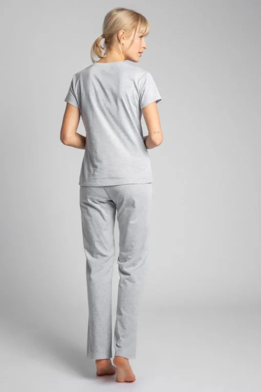 T-shirt do spania z dekoltem w serek - popielaty