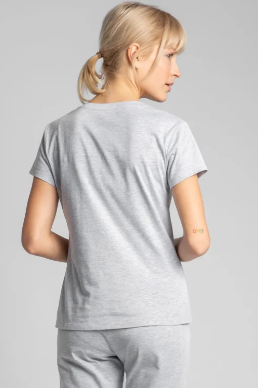 T-shirt do spania z dekoltem w serek - popielaty