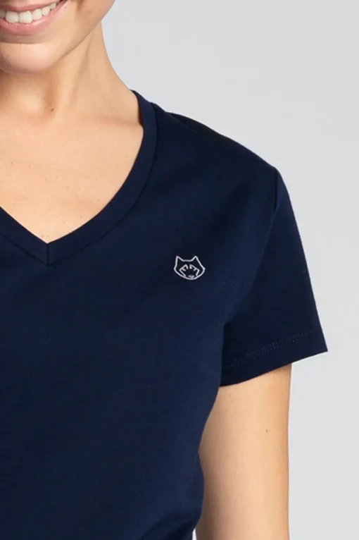 T-shirt do spania z dekoltem w serek - granatowy
