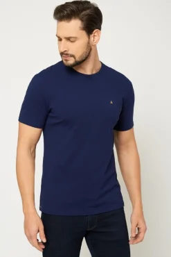 T-shirt męski pod marynarkę - granatowy