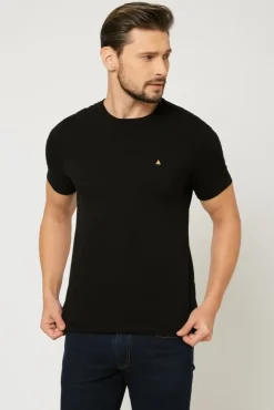 T-shirt męski pod marynarkę - czarny