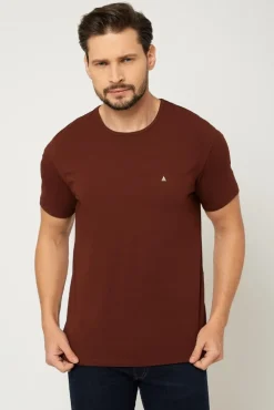 T-shirt męski pod marynarkę - bordowy