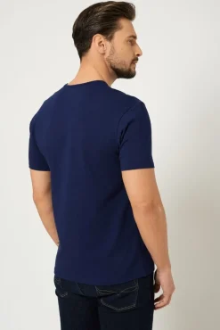 T-shirt męski pod marynarkę - granatowy