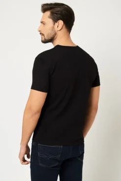 T-shirt męski pod marynarkę - czarny