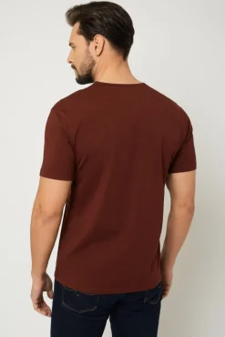 T-shirt męski pod marynarkę - bordowy