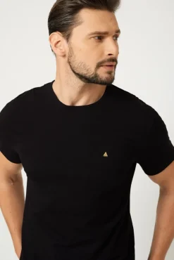T-shirt męski pod marynarkę - czarny