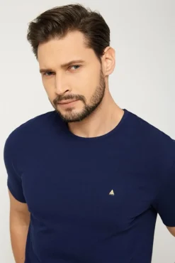 T-shirt męski pod marynarkę - granatowy