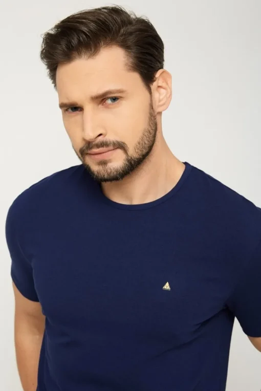 T-shirt męski pod marynarkę - granatowy