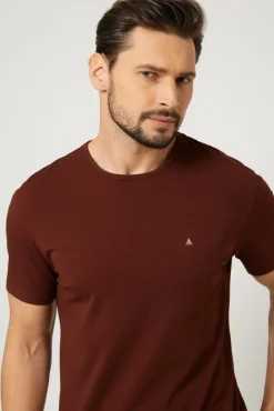 T-shirt męski pod marynarkę - bordowy