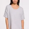 T-shirt oversize z okrągłym dekoltem - szary
