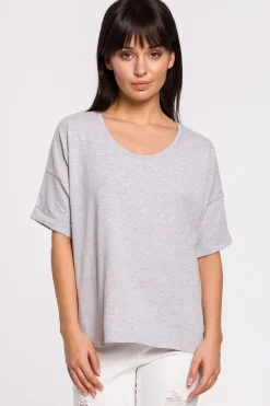 T-shirt oversize z okrągłym dekoltem - szary