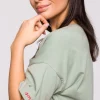 T-shirt oversize z okrągłym dekoltem - pistacjowy