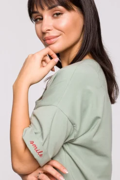 T-shirt oversize z okrągłym dekoltem - pistacjowy