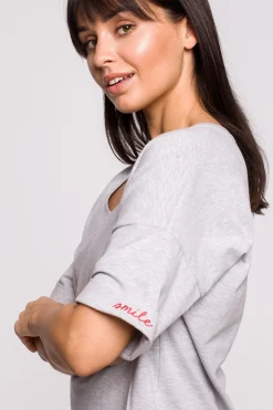 T-shirt oversize z okrągłym dekoltem - szary