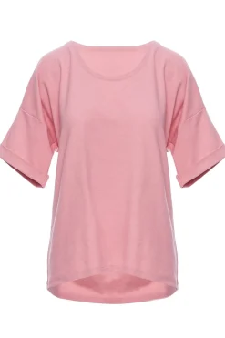T-shirt oversize z okrągłym dekoltem - różowy