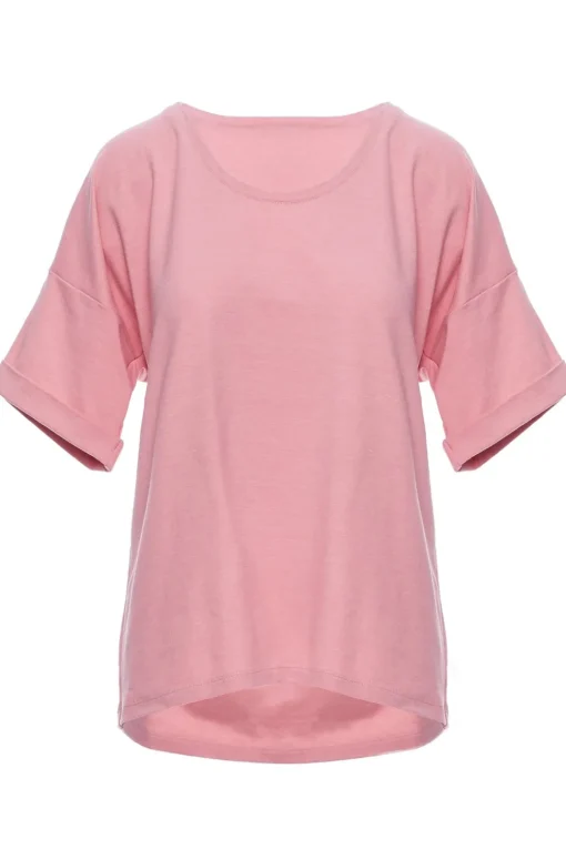 T-shirt oversize z okrągłym dekoltem - różowy