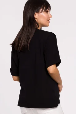 T-shirt oversize z okrągłym dekoltem - czarny