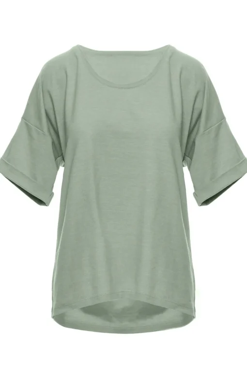 T-shirt oversize z okrągłym dekoltem - pistacjowy