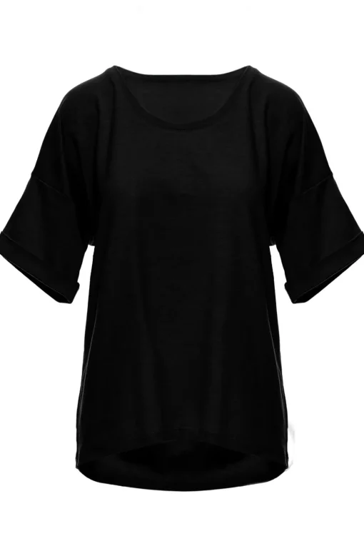 T-shirt oversize z okrągłym dekoltem - czarny