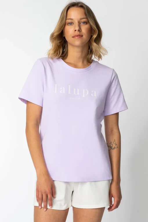 T-shirt z nadrukiem z przodu - wrzosowy