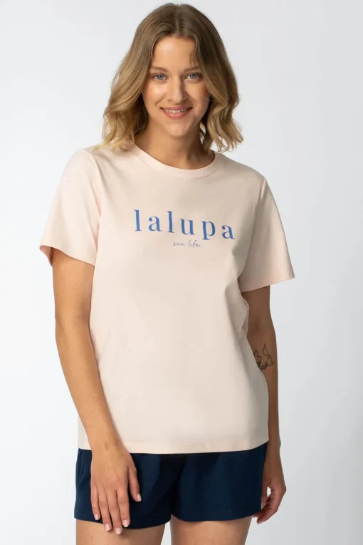 T-shirt z nadrukiem z przodu - brzoskwiniowy