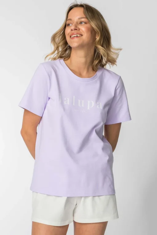 T-shirt z nadrukiem z przodu - wrzosowy
