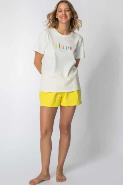 T-shirt z nadrukiem z przodu - ecru