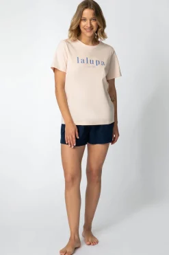 T-shirt z nadrukiem z przodu - brzoskwiniowy