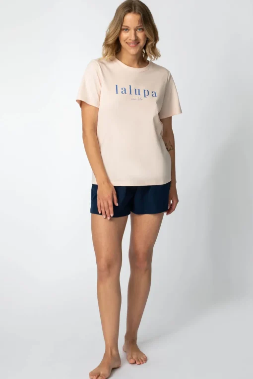 T-shirt z nadrukiem z przodu - brzoskwiniowy