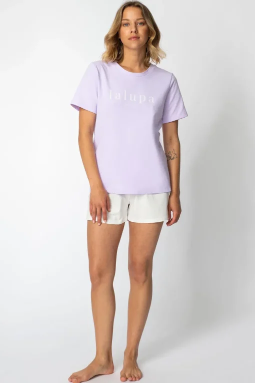 T-shirt z nadrukiem z przodu - wrzosowy