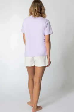 T-shirt z nadrukiem z przodu - wrzosowy