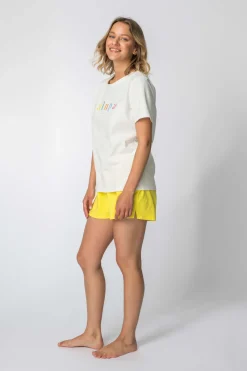 T-shirt z nadrukiem z przodu - ecru