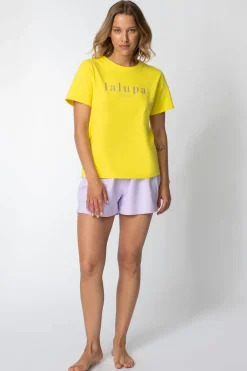 T-shirt z nadrukiem z przodu - żółty