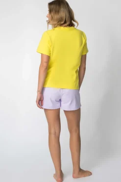T-shirt z nadrukiem z przodu - żółty