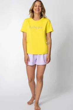 T-shirt z nadrukiem z przodu - żółty